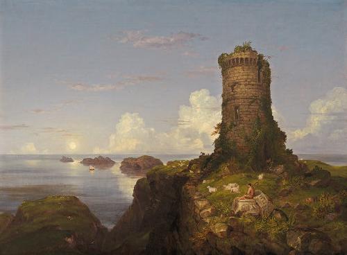 Thomas Cole Romantic Landscape with Ruined Tower